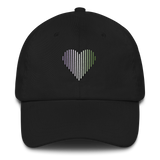 Genderqueer Heart Lines Hat: Embroidered Pride Gradient Cap