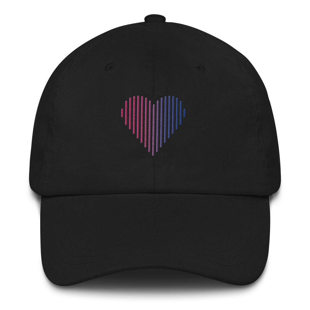 Bisexual Heart Lines Hat: Embroidered Pride Gradient Cap