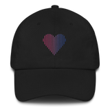 Bisexual Heart Lines Hat: Embroidered Pride Gradient Cap