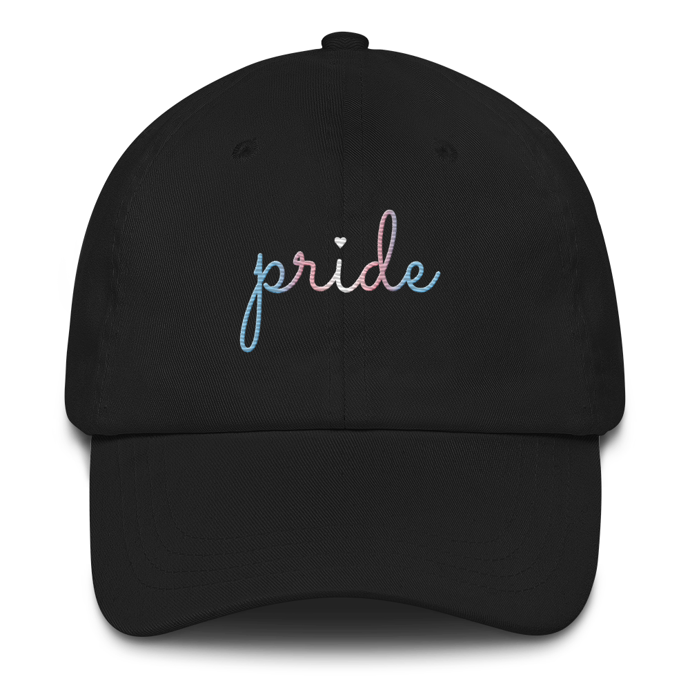 Transgender Pride Hat: Cursive 'Pride' in Gradient Colors