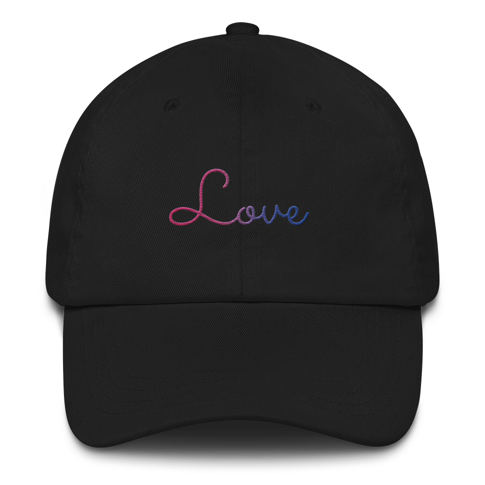 Bisexual Love Script Hat: Elegantly Embroidered Pride Cap