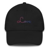 Bisexual Love Script Hat: Elegantly Embroidered Pride Cap