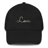 Demigender Love Script Hat: Elegantly Embroidered Pride Cap