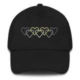 Demigender Pride Hat: Interlaced Heart Outlines Embroidered Cap