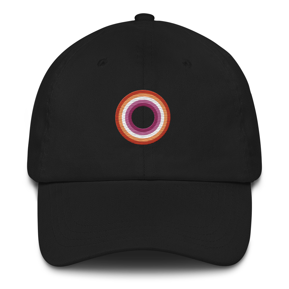 Embroidered Hat: Lesbian Pride Ring Emblem Design