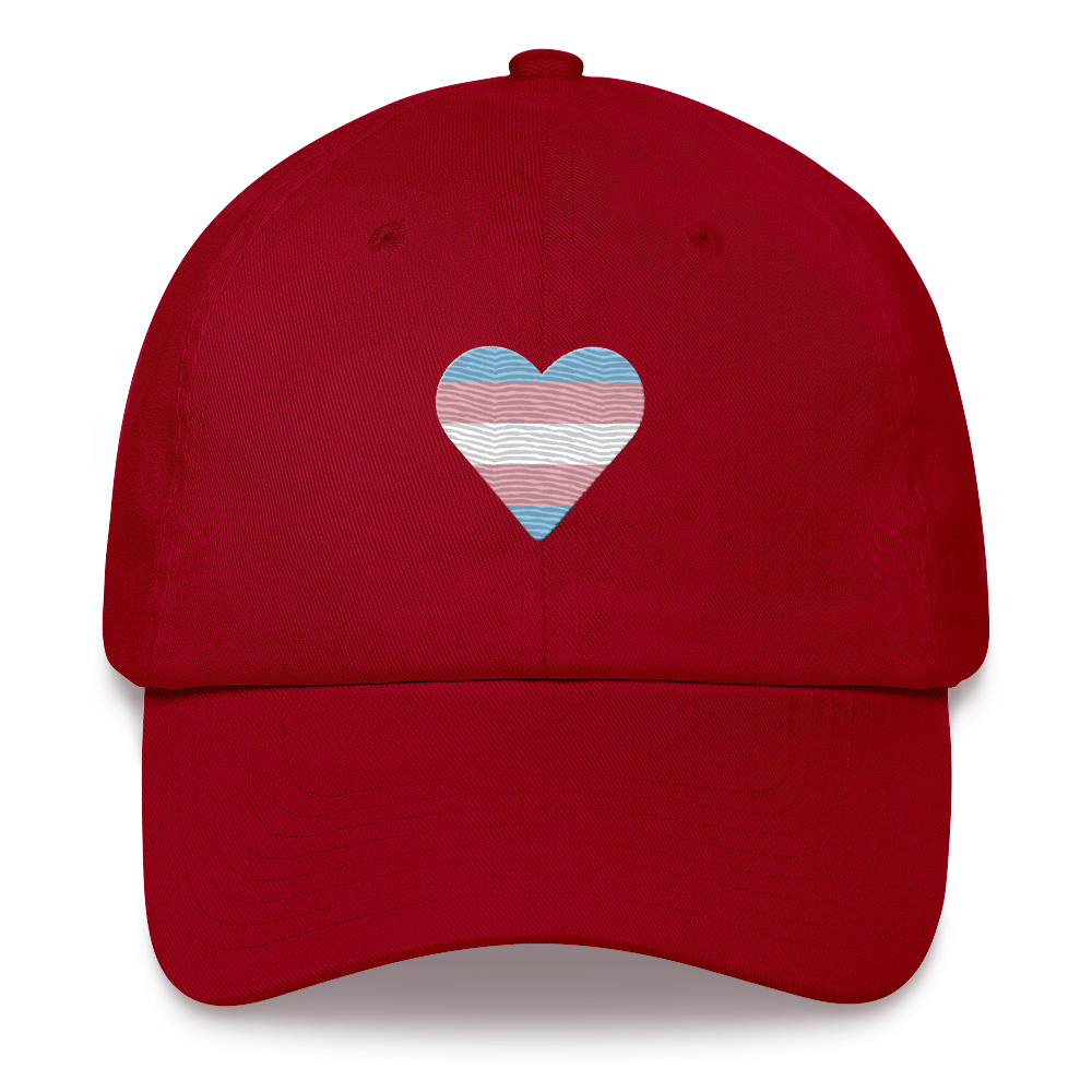 Transgender Flag Embroidered Heart Hat: Celebratory LGBTQ+ Pride Design