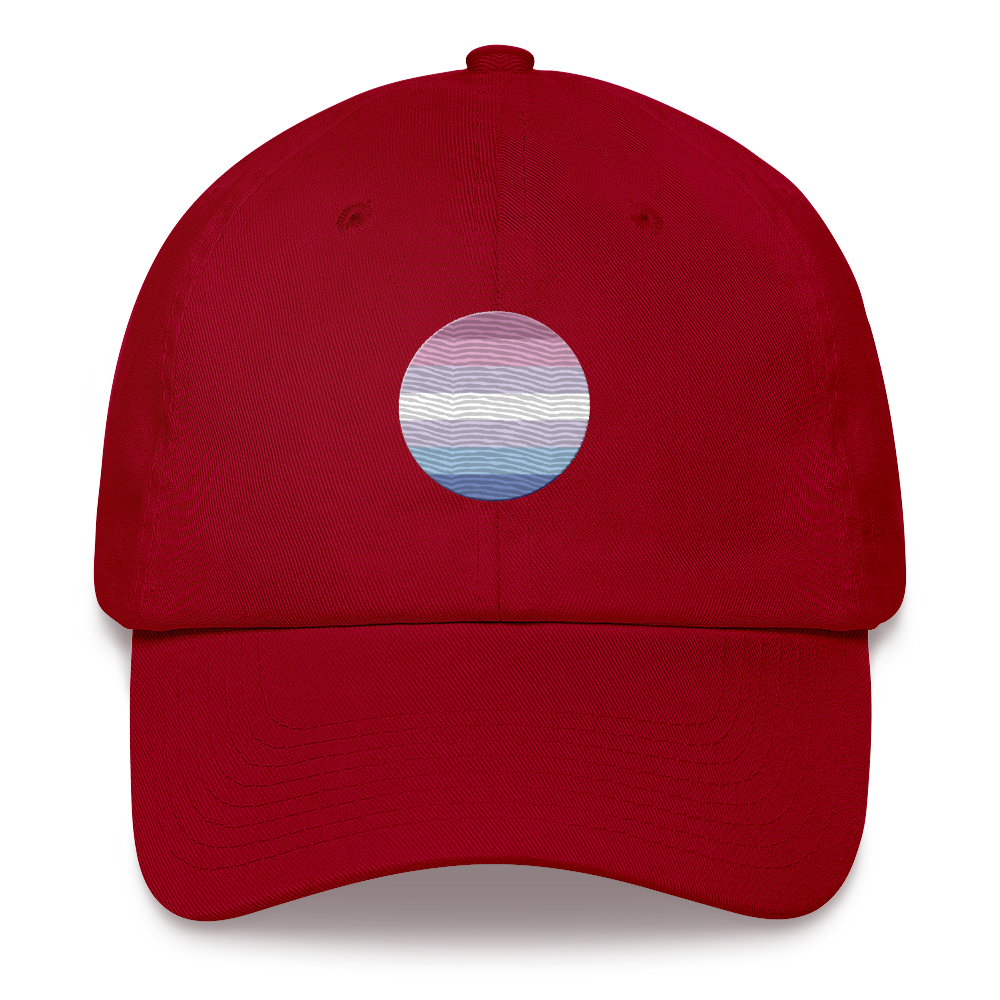 Bigender Flag Embroidered Circle Cap: Celebratory LGBTQ+ Pride Design