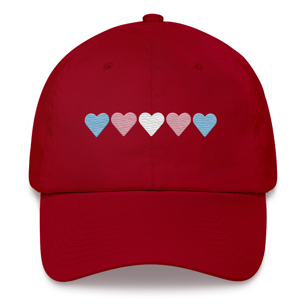 Embroidered Transgender Hat: Pride Flag Horizontal Heart Design