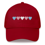 Embroidered Transgender Hat: Pride Flag Horizontal Heart Design