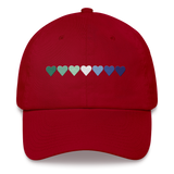 Embroidered Gay Pride Hat: Pride Flag Horizontal Heart Design