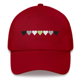 Embroidered Agender Hat: Pride Flag Horizontal Heart Design