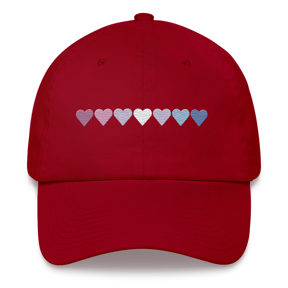 Embroidered Bigender Hat: Pride Flag Horizontal Heart Design