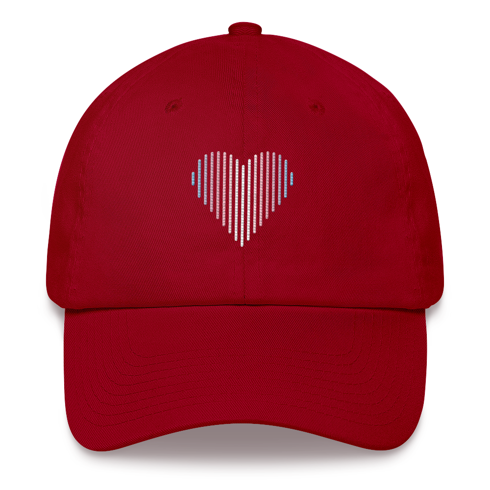 Transgender Heart Lines Hat: Embroidered Pride Gradient Cap