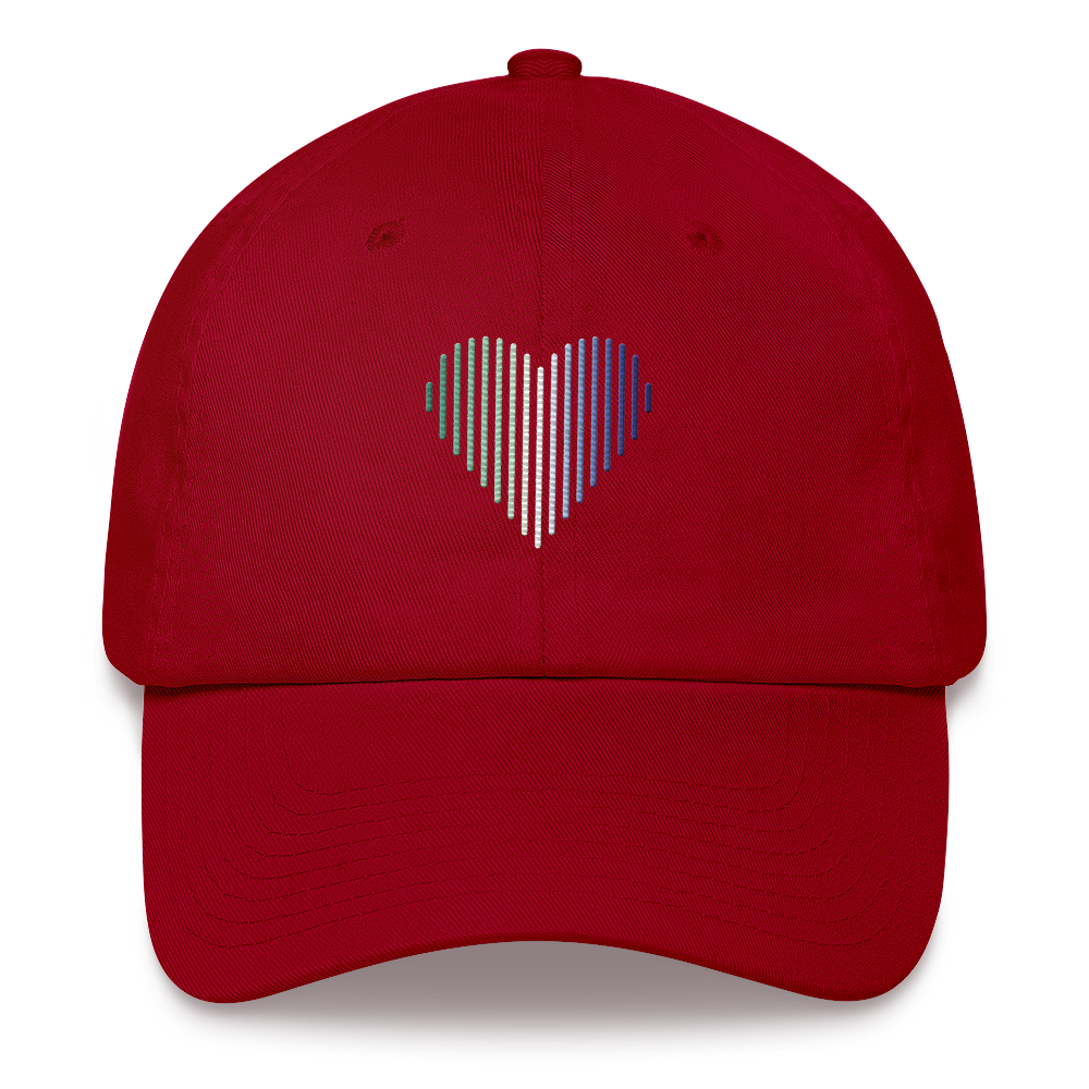 Gay Pride Heart Lines Hat: Embroidered Pride Gradient Cap