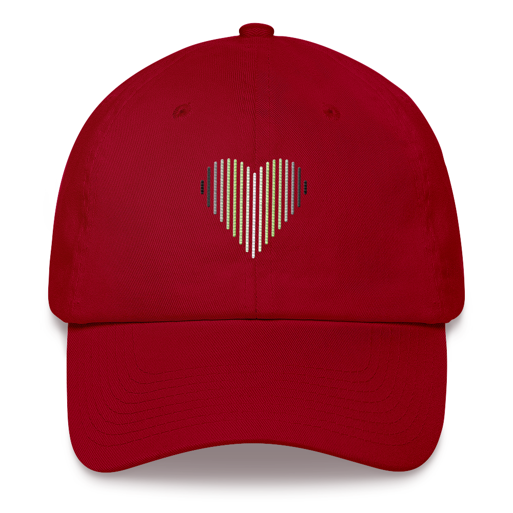 Agender Heart Lines Hat: Embroidered Pride Gradient Cap