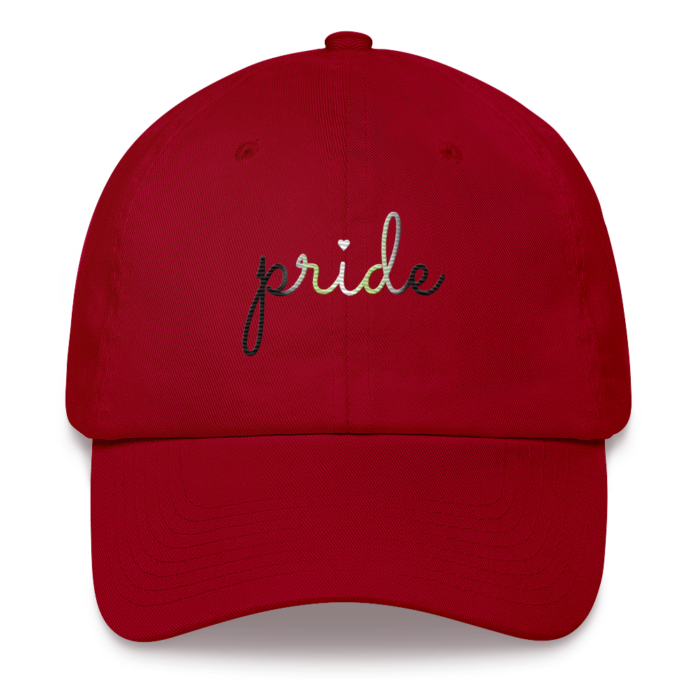 Agender Pride Hat: Cursive 'Pride' in Gradient Colors