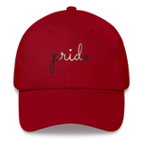 Agender Pride Hat: Cursive 'Pride' in Gradient Colors