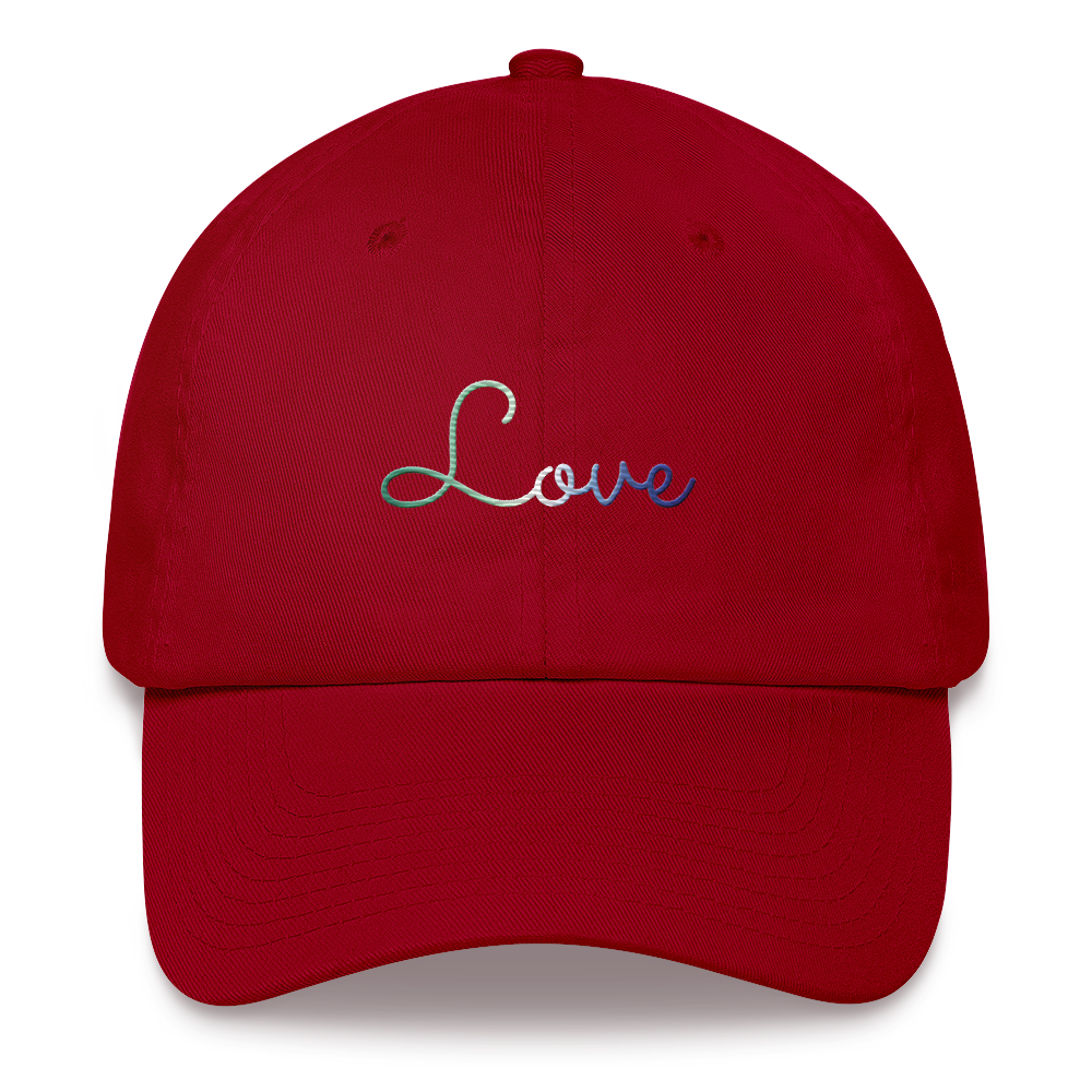 Gay Pride Love Script Hat: Elegantly Embroidered Pride Cap