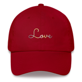 Demigender Love Script Hat: Elegantly Embroidered Pride Cap