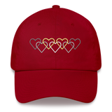 Demigender Pride Hat: Interlaced Heart Outlines Embroidered Cap