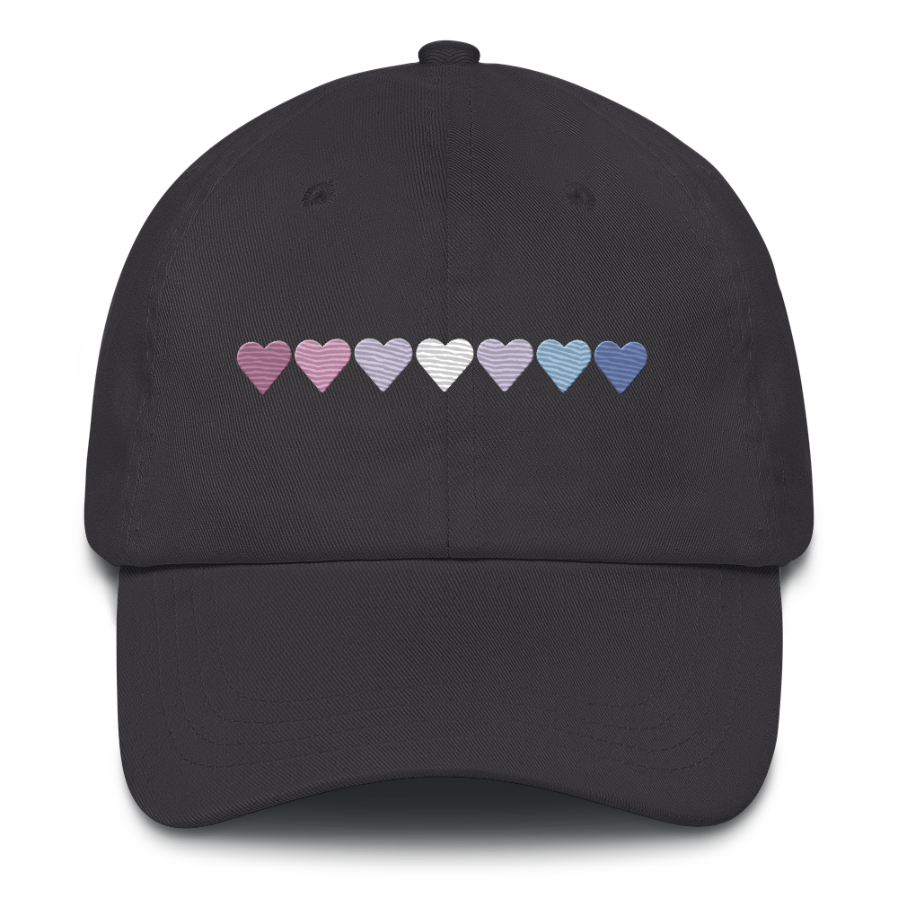 Embroidered Bigender Hat: Pride Flag Horizontal Heart Design