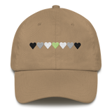 Embroidered Agender Hat: Pride Flag Horizontal Heart Design