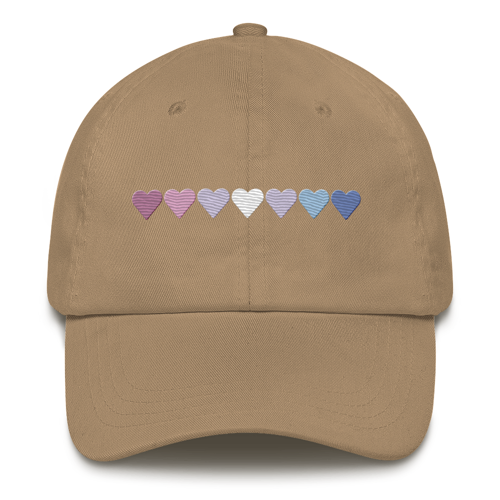 Embroidered Bigender Hat: Pride Flag Horizontal Heart Design