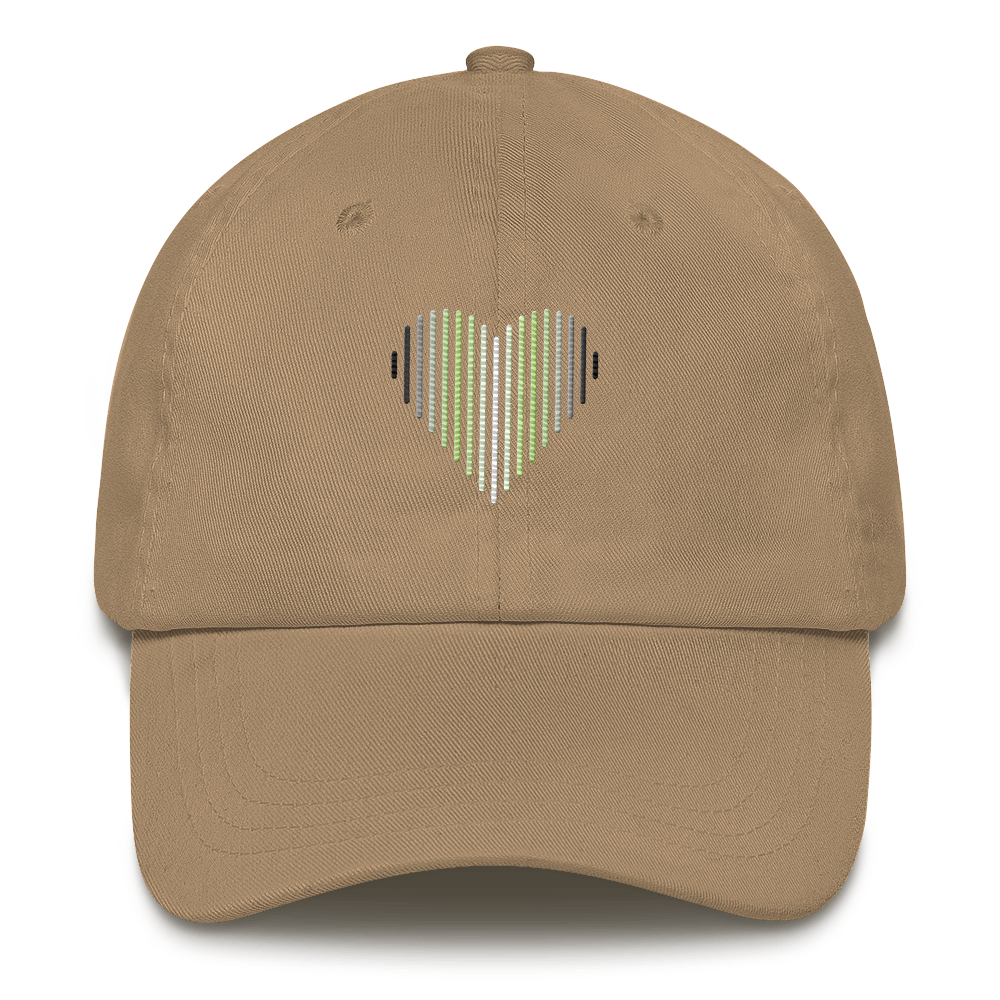 Agender Heart Lines Hat: Embroidered Pride Gradient Cap