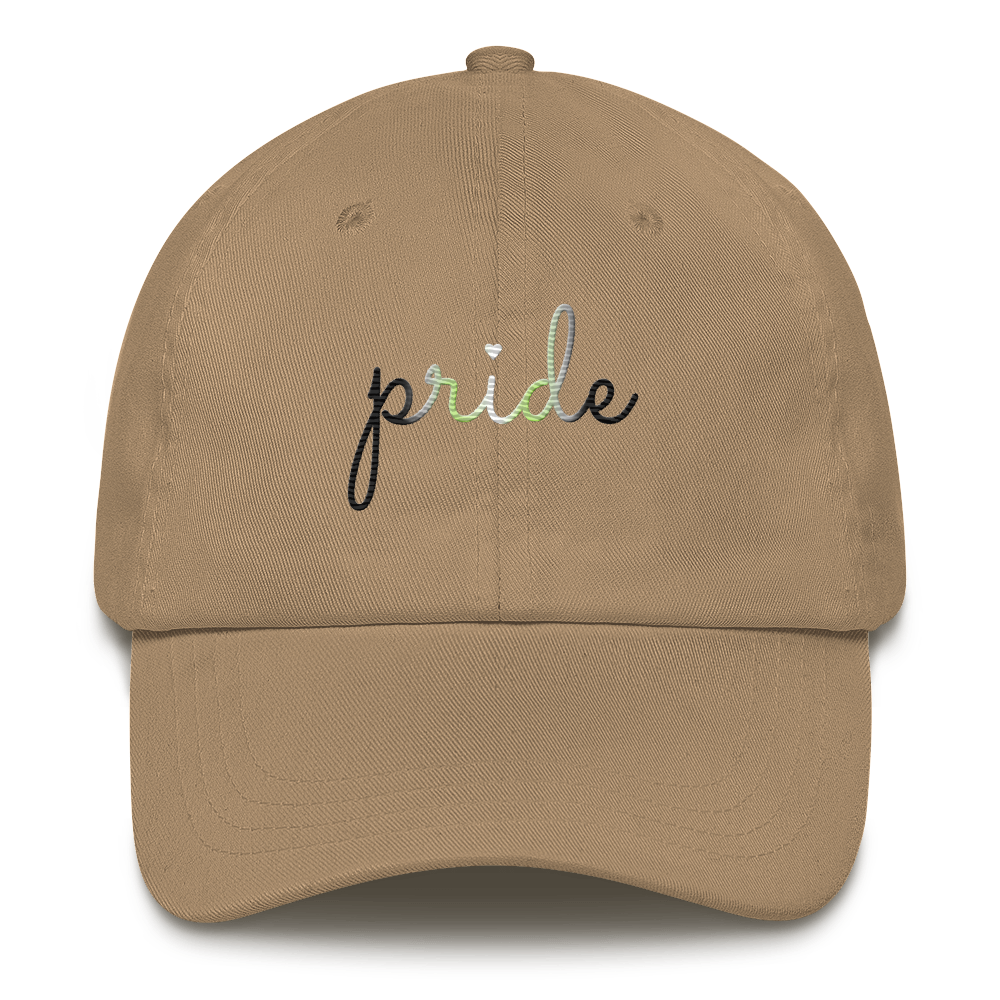 Agender Pride Hat: Cursive 'Pride' in Gradient Colors