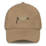 Agender Pride Hat: Cursive 'Pride' in Gradient Colors