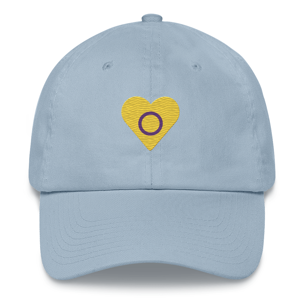 Intersex Flag Embroidered Heart Hat: Celebratory LGBTQ+ Pride Design