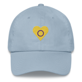 Intersex Flag Embroidered Heart Hat: Celebratory LGBTQ+ Pride Design