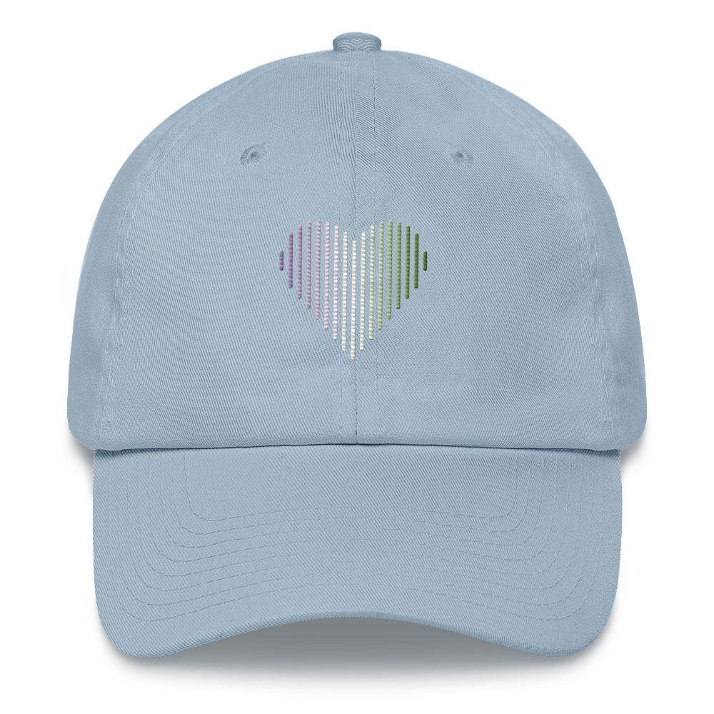 Genderqueer Heart Lines Hat: Embroidered Pride Gradient Cap