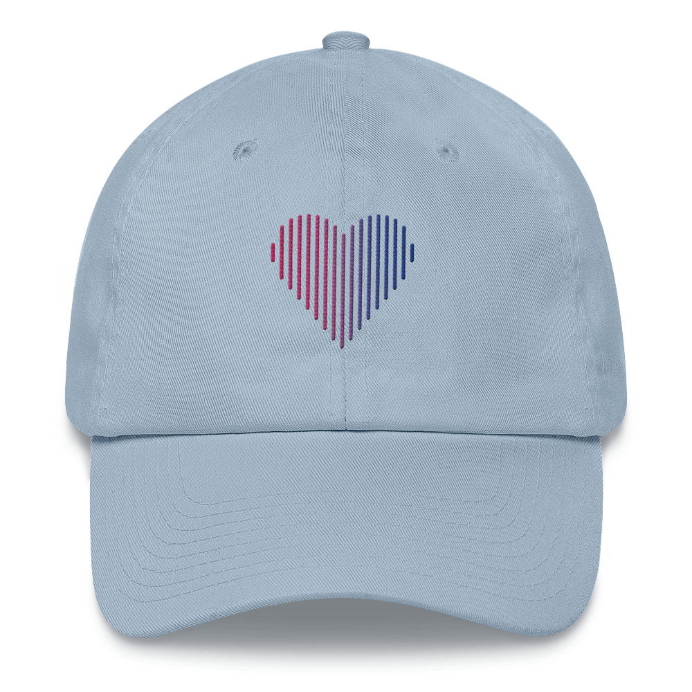 Bisexual Heart Lines Hat: Embroidered Pride Gradient Cap