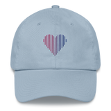 Bisexual Heart Lines Hat: Embroidered Pride Gradient Cap