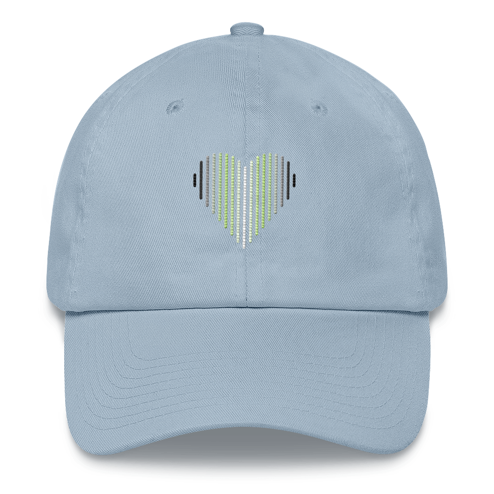 Agender Heart Lines Hat: Embroidered Pride Gradient Cap