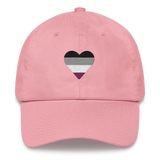 Asexual Flag Embroidered Heart Hat: Celebratory LGBTQ+ Pride Design