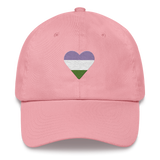 Genderqueer Flag Embroidered Heart Hat: Celebratory LGBTQ+ Pride Design