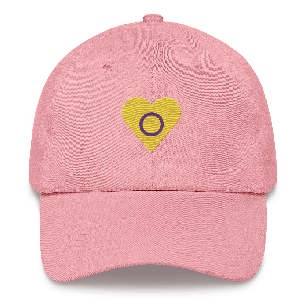 Intersex Flag Embroidered Heart Hat: Celebratory LGBTQ+ Pride Design