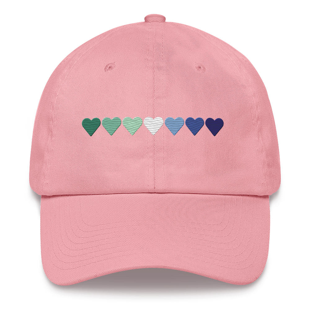 Embroidered Gay Pride Hat: Pride Flag Horizontal Heart Design