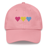 Embroidered Pansexual Hat: Pride Flag Horizontal Heart Design