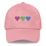 Embroidered Polysexual Hat: Pride Flag Horizontal Heart Design