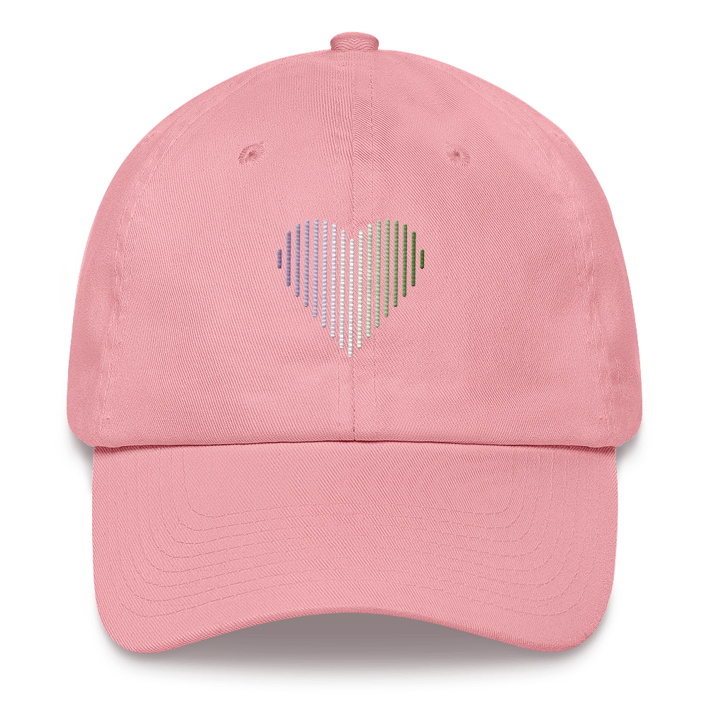 Genderqueer Heart Lines Hat: Embroidered Pride Gradient Cap