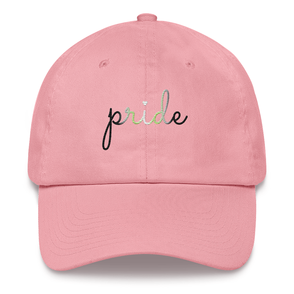 Agender Pride Hat: Cursive 'Pride' in Gradient Colors