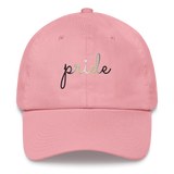 Agender Pride Hat: Cursive 'Pride' in Gradient Colors