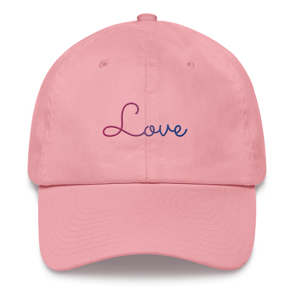 Bisexual Love Script Hat: Elegantly Embroidered Pride Cap