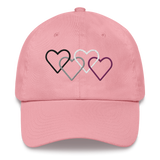 Asexual Pride Hat: Interlaced Heart Outlines Embroidered Cap