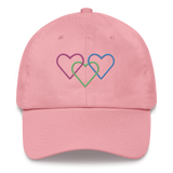 Polysexual Pride Hat: Interlaced Heart Outlines Embroidered Cap