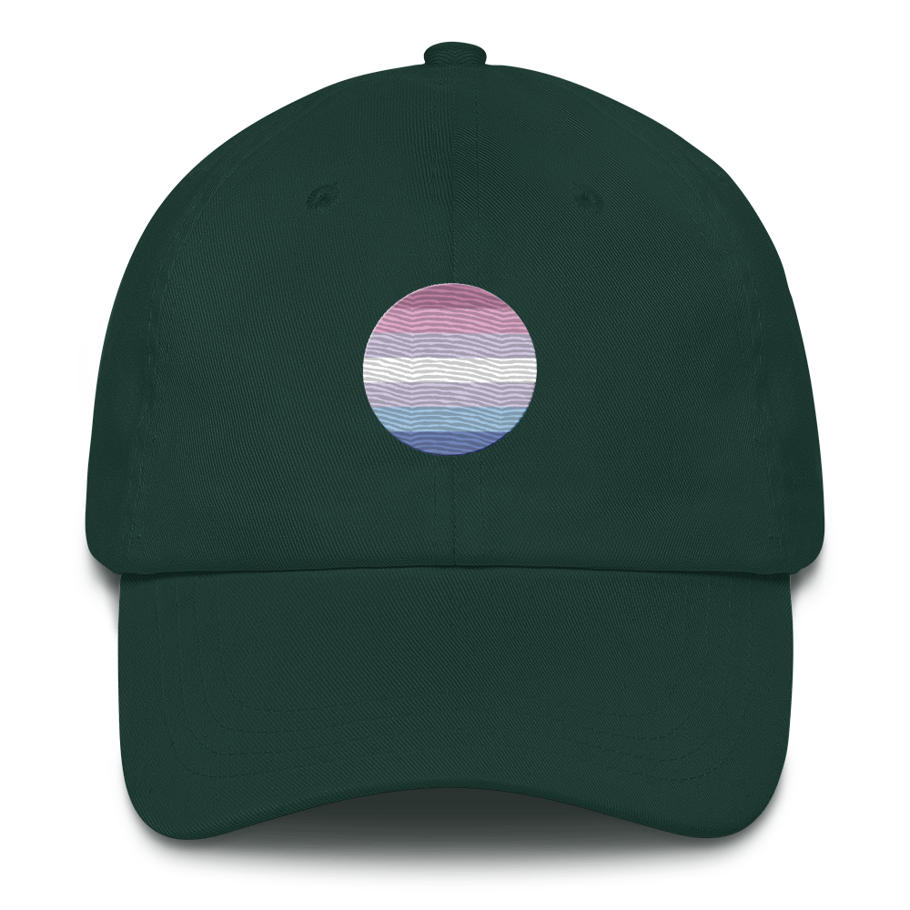 Bigender Flag Embroidered Circle Cap: Celebratory LGBTQ+ Pride Design