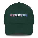 Embroidered Bigender Hat: Pride Flag Horizontal Heart Design